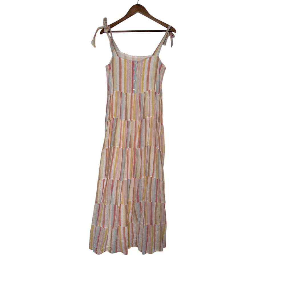 Sezane Pink and Cream Striped Maxi Dress - Picture 2 of 6